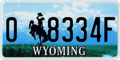 WY license plate 08334F