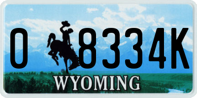WY license plate 08334K