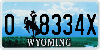 WY license plate 08334X