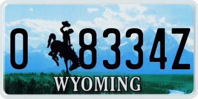 WY license plate 08334Z