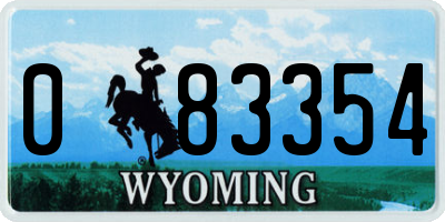 WY license plate 083354
