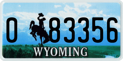 WY license plate 083356