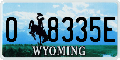 WY license plate 08335E