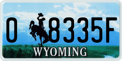 WY license plate 08335F