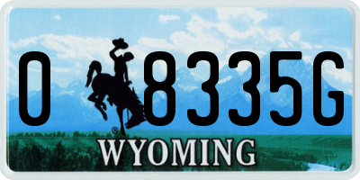 WY license plate 08335G