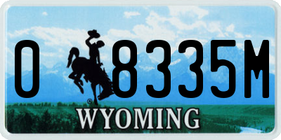 WY license plate 08335M