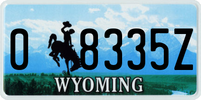 WY license plate 08335Z