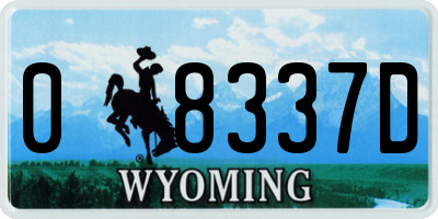 WY license plate 08337D