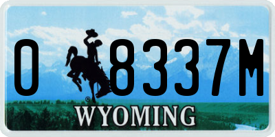 WY license plate 08337M