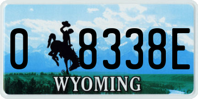 WY license plate 08338E