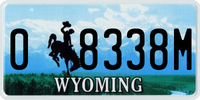 WY license plate 08338M