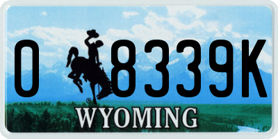 WY license plate 08339K