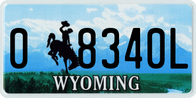 WY license plate 08340L