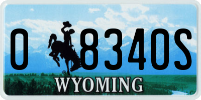 WY license plate 08340S