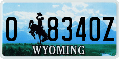 WY license plate 08340Z