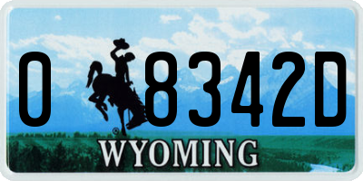 WY license plate 08342D