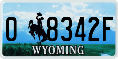 WY license plate 08342F