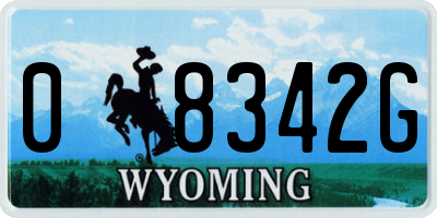 WY license plate 08342G