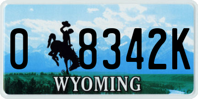 WY license plate 08342K
