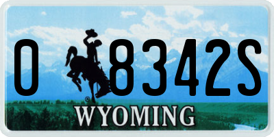 WY license plate 08342S