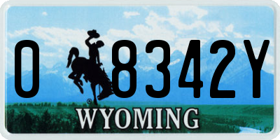 WY license plate 08342Y