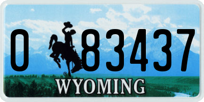 WY license plate 083437