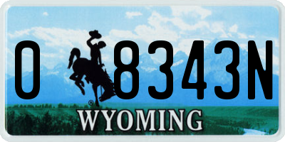 WY license plate 08343N