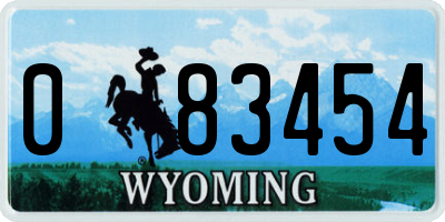 WY license plate 083454
