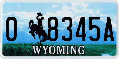 WY license plate 08345A