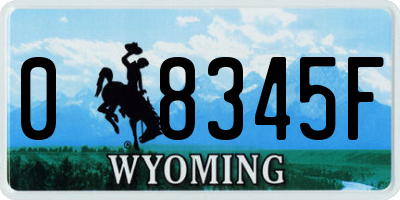 WY license plate 08345F