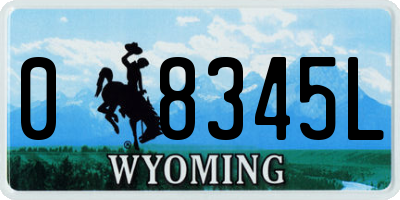 WY license plate 08345L