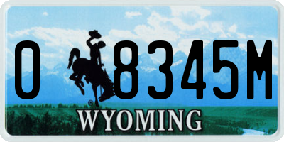 WY license plate 08345M