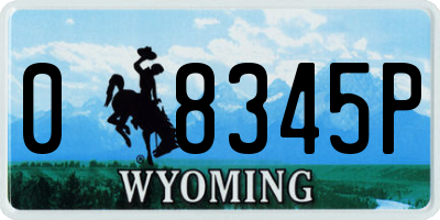 WY license plate 08345P