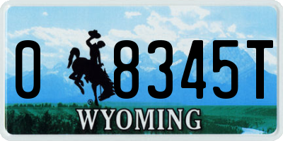 WY license plate 08345T