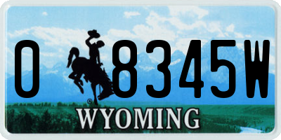 WY license plate 08345W