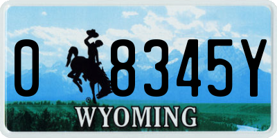 WY license plate 08345Y
