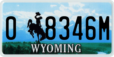 WY license plate 08346M
