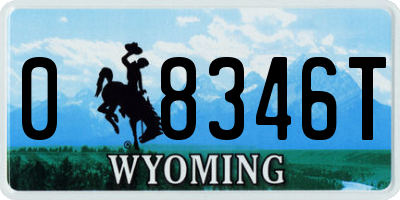 WY license plate 08346T
