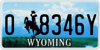 WY license plate 08346Y