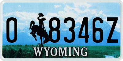 WY license plate 08346Z