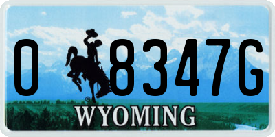 WY license plate 08347G