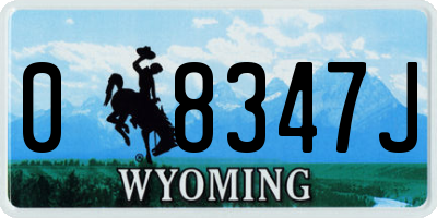 WY license plate 08347J