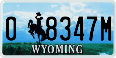 WY license plate 08347M