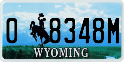 WY license plate 08348M