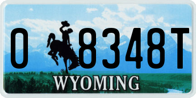 WY license plate 08348T