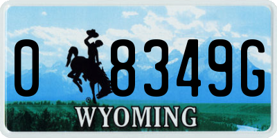 WY license plate 08349G