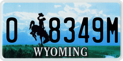 WY license plate 08349M