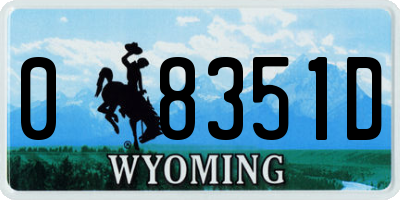 WY license plate 08351D