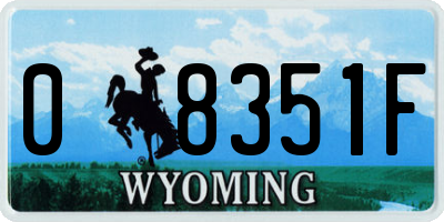 WY license plate 08351F