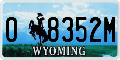 WY license plate 08352M